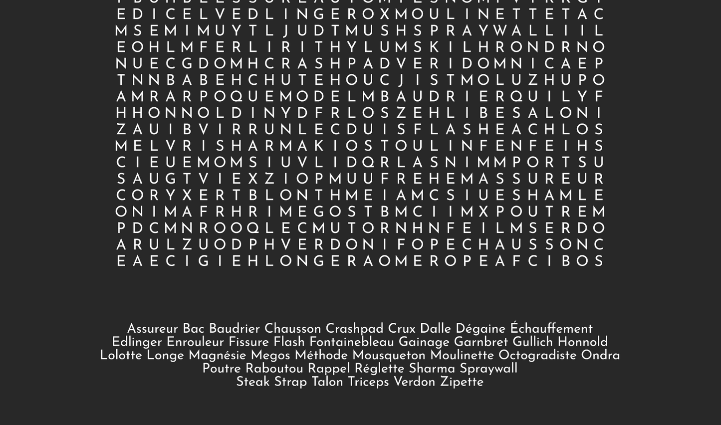 Poster LES MOTS CACHÉS DE LA GRIMPE - CLIMBING WORD SEARCH