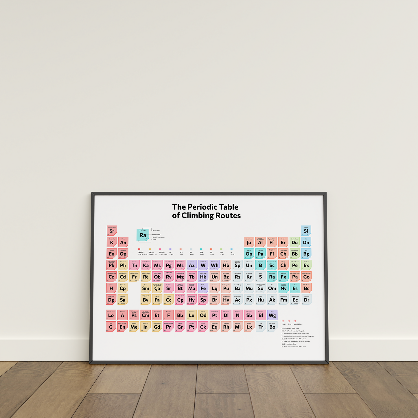 Poster - THE PERIODIC TABLE OF CLIMBING ROUTES